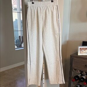 Gray Track Pants with Black Stripes
